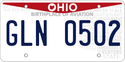 OH license plate GLN0502