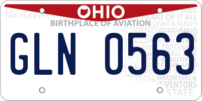 OH license plate GLN0563