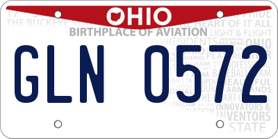 OH license plate GLN0572