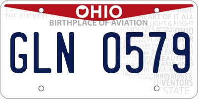 OH license plate GLN0579