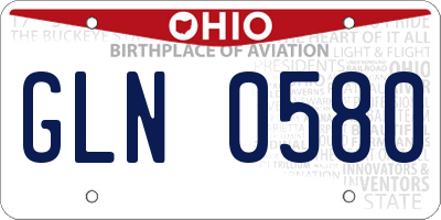 OH license plate GLN0580