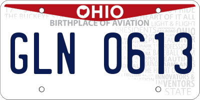OH license plate GLN0613