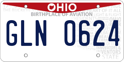 OH license plate GLN0624