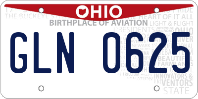 OH license plate GLN0625