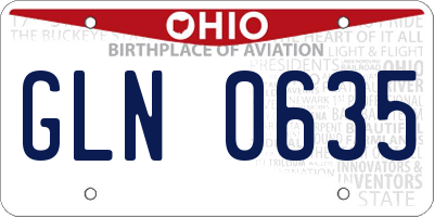 OH license plate GLN0635