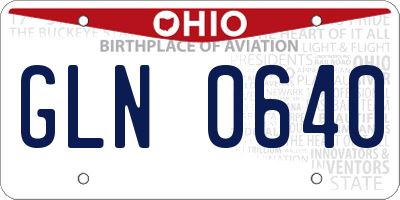 OH license plate GLN0640