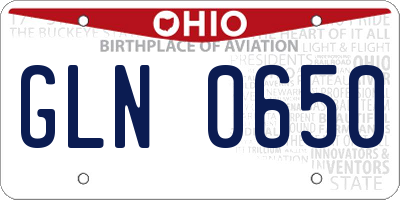 OH license plate GLN0650