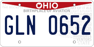 OH license plate GLN0652