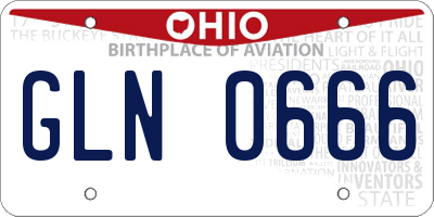 OH license plate GLN0666