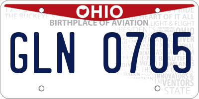OH license plate GLN0705