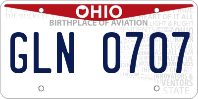 OH license plate GLN0707