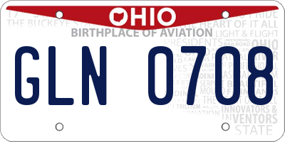 OH license plate GLN0708