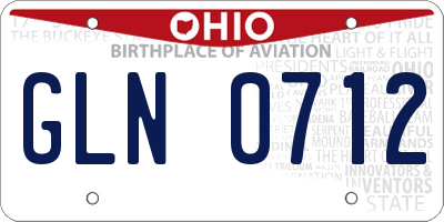 OH license plate GLN0712