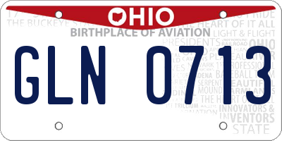 OH license plate GLN0713