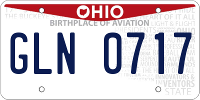 OH license plate GLN0717