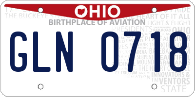 OH license plate GLN0718