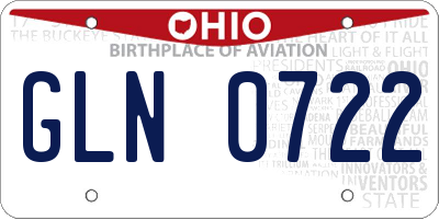 OH license plate GLN0722