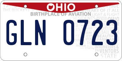 OH license plate GLN0723
