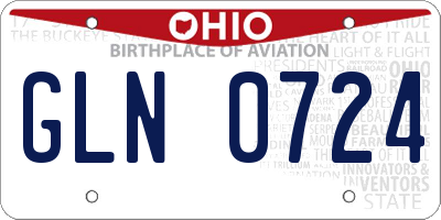 OH license plate GLN0724