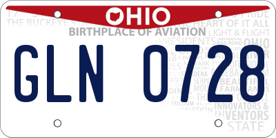 OH license plate GLN0728