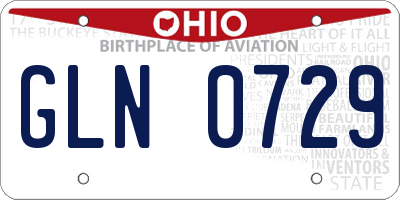 OH license plate GLN0729
