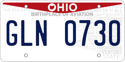 OH license plate GLN0730
