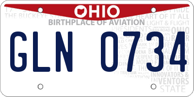 OH license plate GLN0734