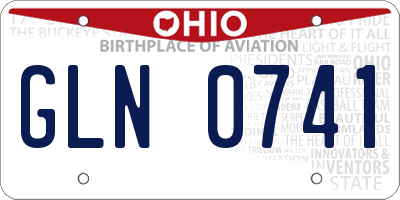 OH license plate GLN0741