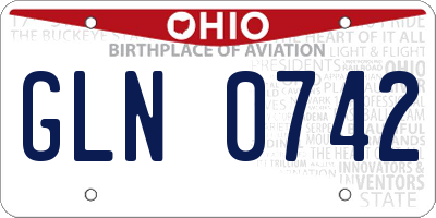 OH license plate GLN0742