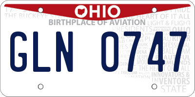 OH license plate GLN0747
