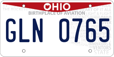 OH license plate GLN0765