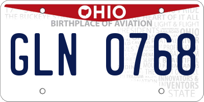 OH license plate GLN0768