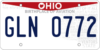 OH license plate GLN0772