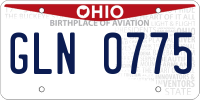 OH license plate GLN0775