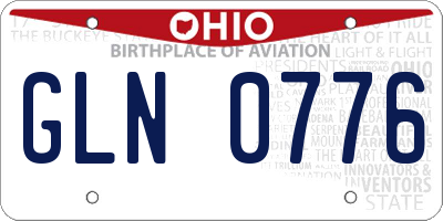 OH license plate GLN0776
