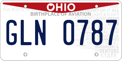 OH license plate GLN0787