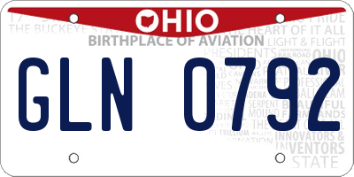 OH license plate GLN0792