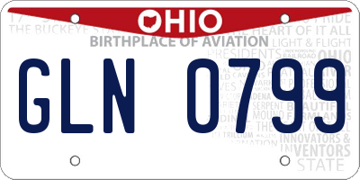 OH license plate GLN0799