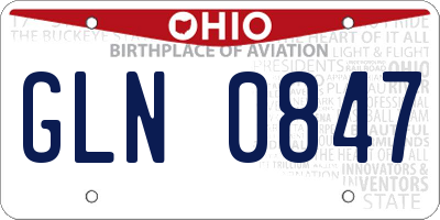 OH license plate GLN0847