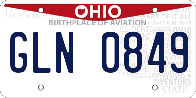 OH license plate GLN0849
