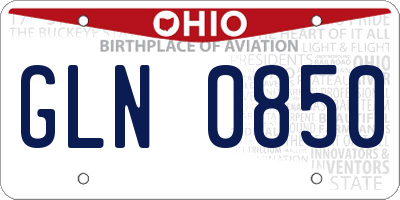 OH license plate GLN0850