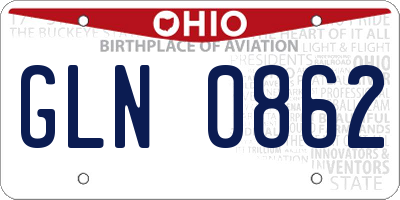 OH license plate GLN0862