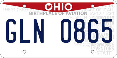 OH license plate GLN0865