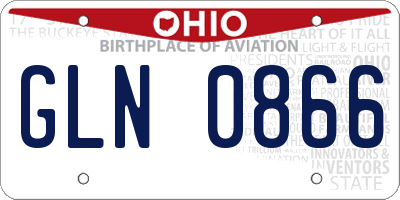 OH license plate GLN0866