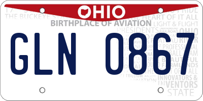 OH license plate GLN0867