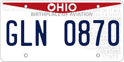 OH license plate GLN0870