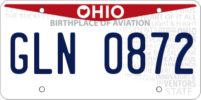 OH license plate GLN0872