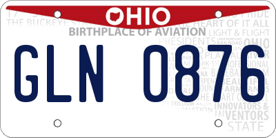 OH license plate GLN0876