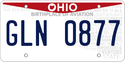 OH license plate GLN0877