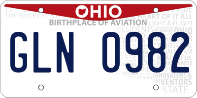 OH license plate GLN0982